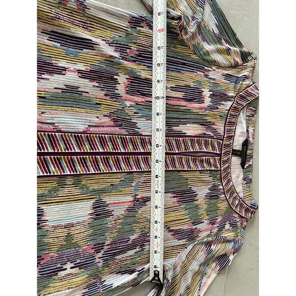 BCBG MAXAZRIA multi-color dress SZ Sm 3/4 sleeve drop waist dress - Picture 6 of 7